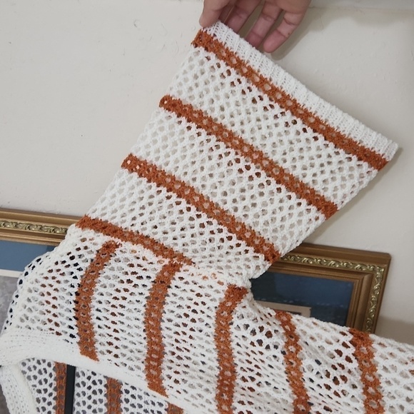 Crotchet Long line Cover Up Duster Photo's Medium Beach Cruise Vacation - Picture 2 of 11